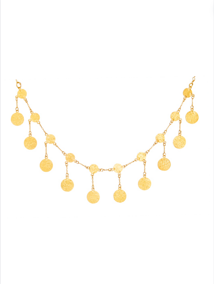18kt Hand Hammered Gold Coin Graduating Necklace