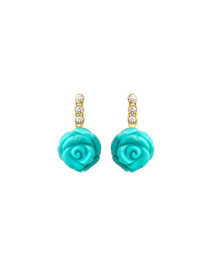 Turquoise Rose Earrings
