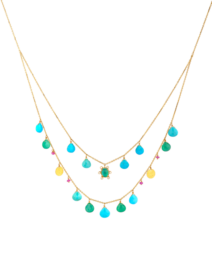Turquoise and Green Onyx Layered Necklace