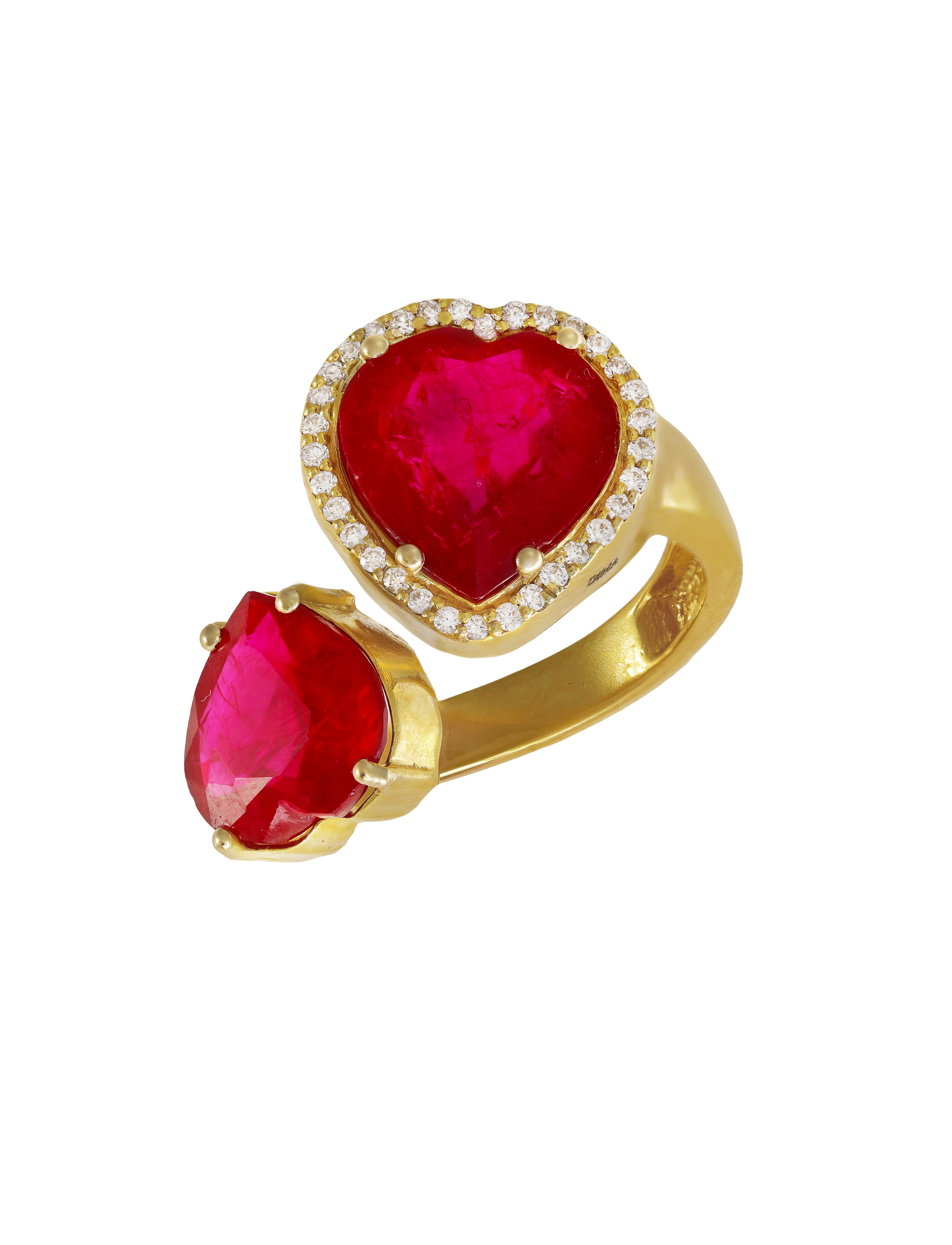 Double Ruby Heart Ring