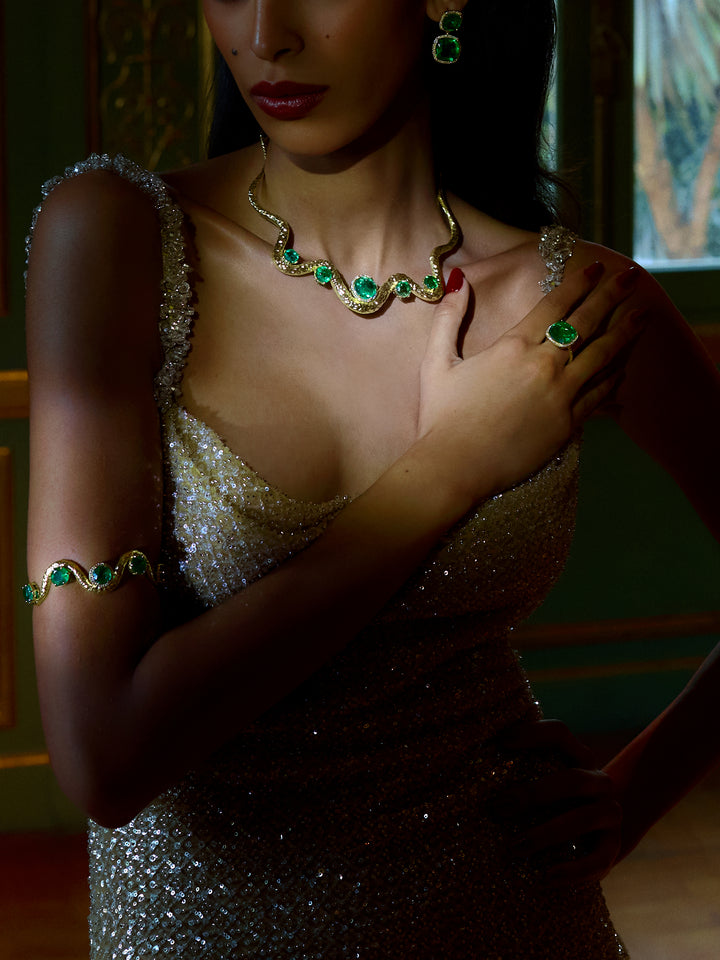 Wave Emerald Necklace
