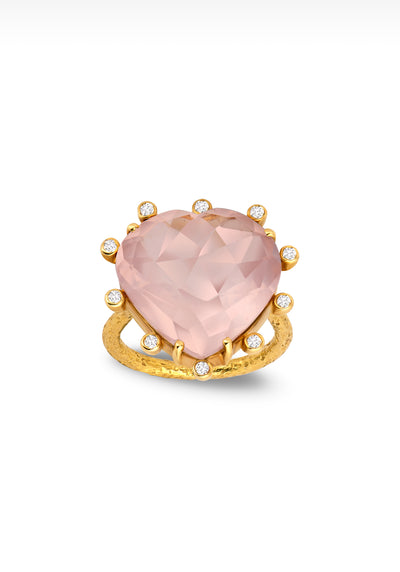 Heart-cut Pink Quartz Ring