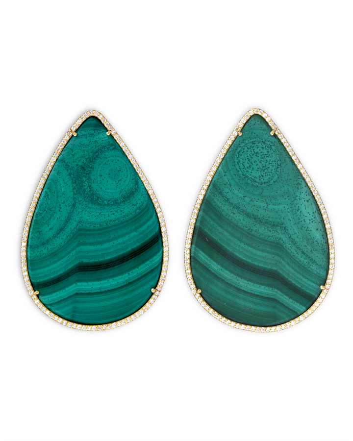 Malachite Pear Earrings