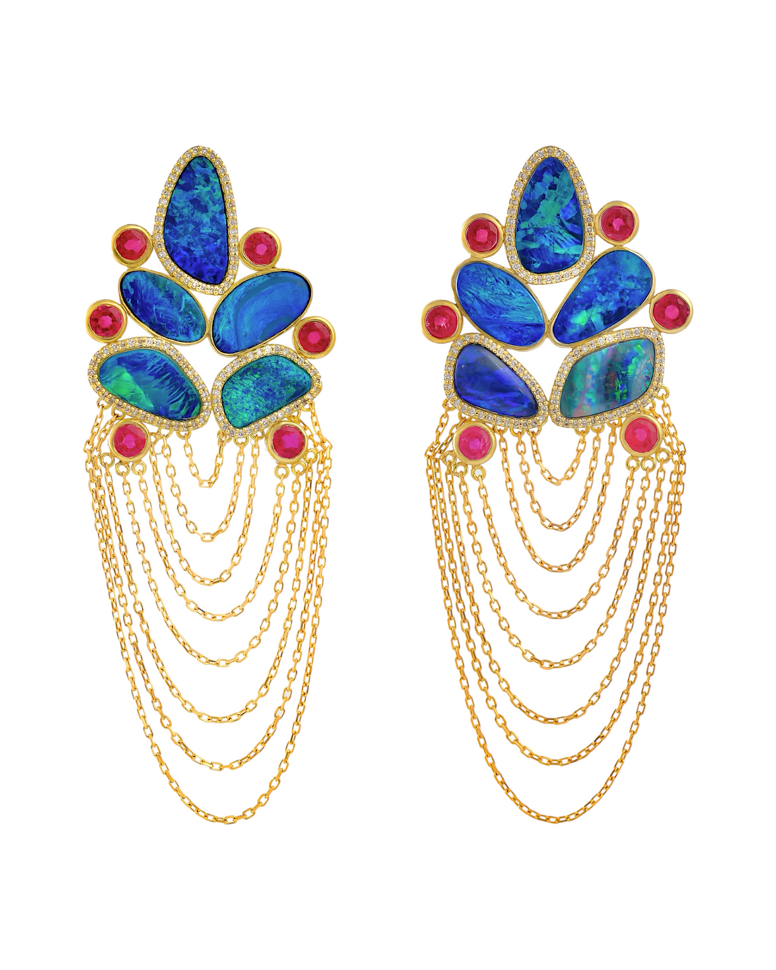 Australian Opal Tasseled Earrings