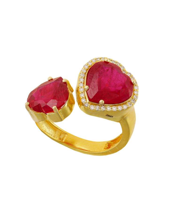 Double Ruby Heart Ring