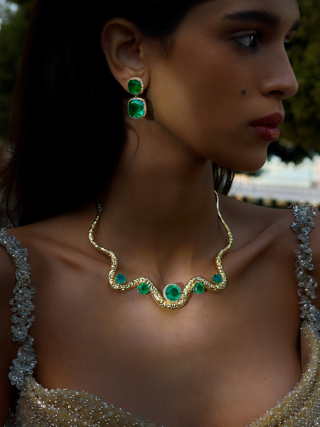 Wave Emerald Necklace