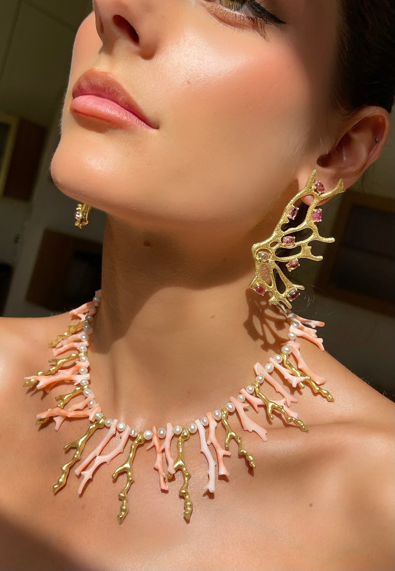 Coral Tourmaline Earrings