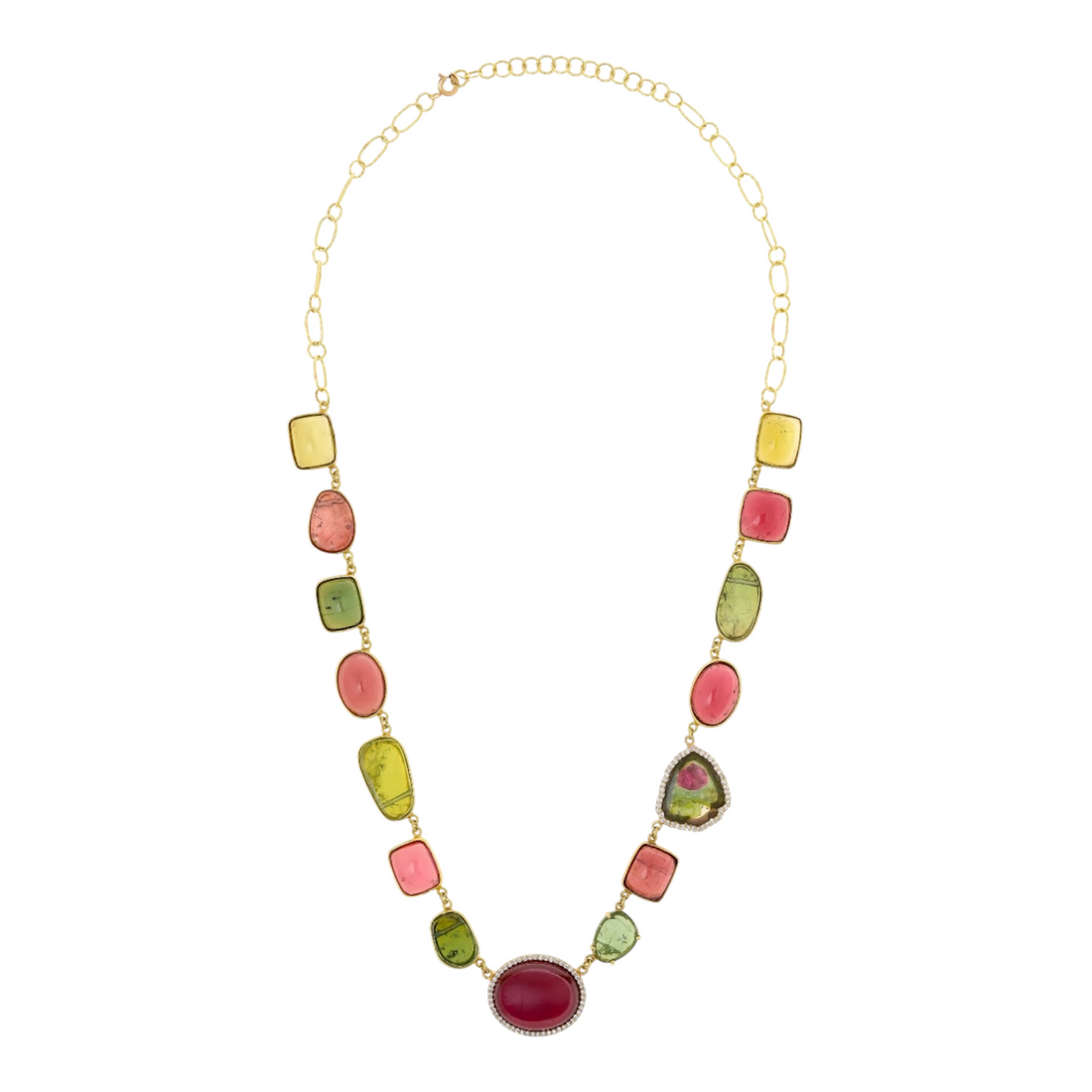 Watermelon Tourmaline Cuts Necklace