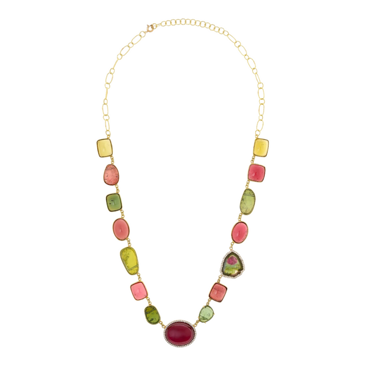 Watermelon Tourmaline Cuts Necklace