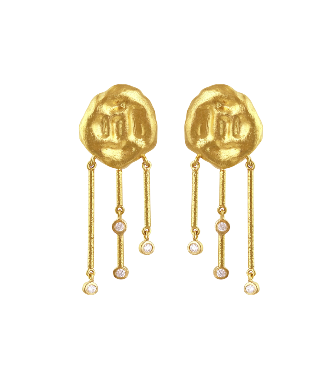 Dangling Sculpted Gold Earrings