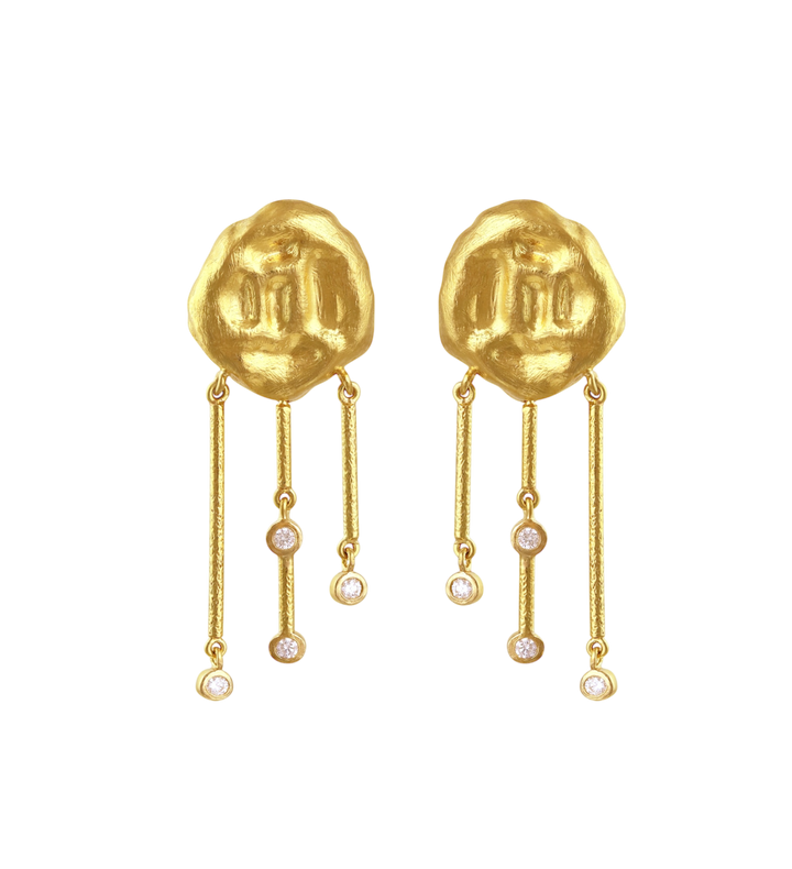 Dangling Sculpted Gold Earrings