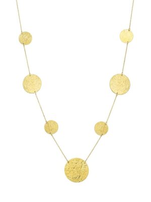 Graduating hand hammered gold coin necklace