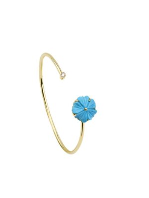 Hand carved turquoise flower bangle