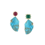 Hand carved turquoise leaf earrings