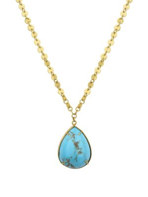 Handmade gold coin Dima chain with turquoise drop