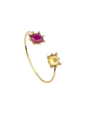 Ruby and citrine double stone bangle