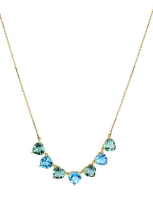 Green & Blue Topaz heart-shaped necklace