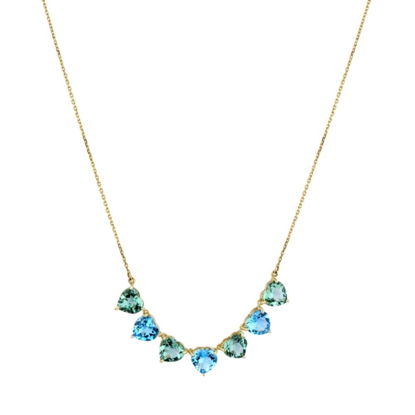 Green & Blue Topaz heart-shaped necklace