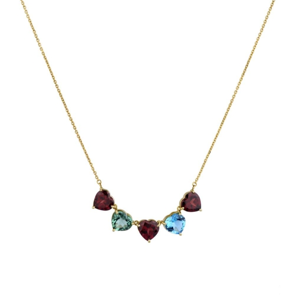 Heart shaped Mix Gemstones necklace
