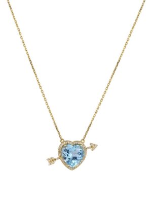 Heart shaped Blue Topaz & Diamonds pendant