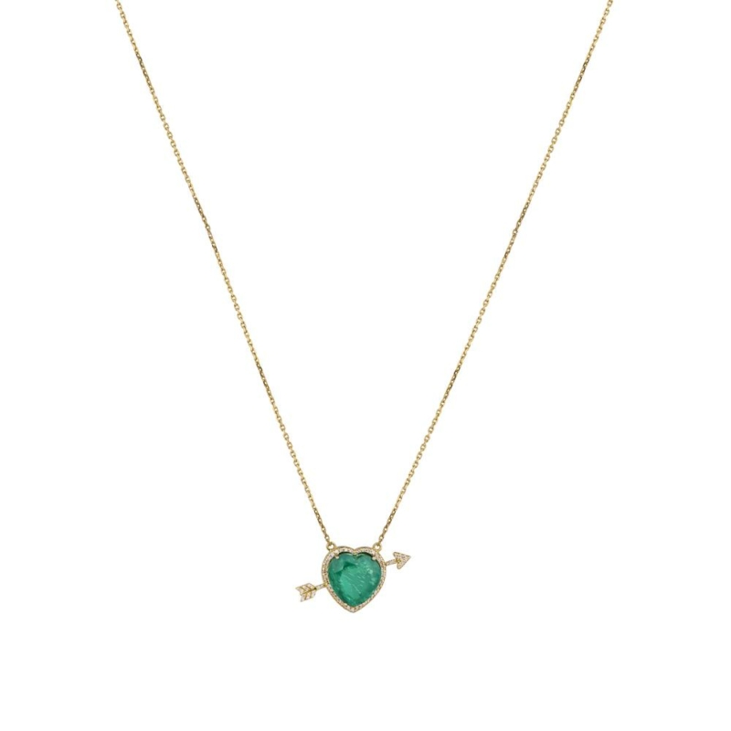 Heart shaped emerald & Diamonds pendant