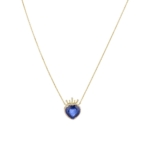 Heart shaped blue Sapphire & Diamonds pendant