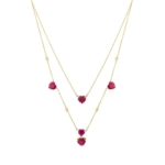 Double Layered Heart-Shaped Ruby & Diamonds Necklace