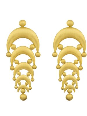 Hand Brushed 18k gold chandelier earrings