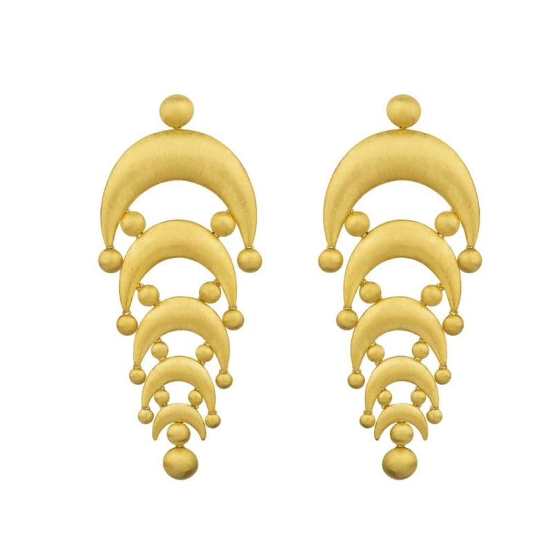 Hand Brushed 18k Gold Chandelier Earrings