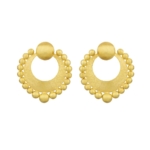 Hand Brushed 18k gold round earrings