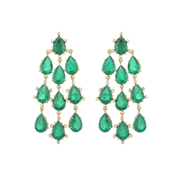 Emerald Chandelier Diamond Earrings