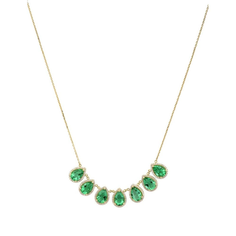 Pear-Cut Emerald Diamond Necklace