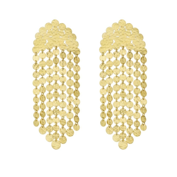 Tasseled Gold Discs Earrings