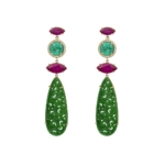 Carved Jade, Emerald & Ruby Diamond Statement Earrings