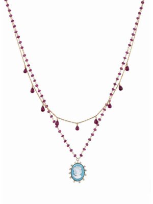 Two Layered Garnet and Ruby beaded necklace