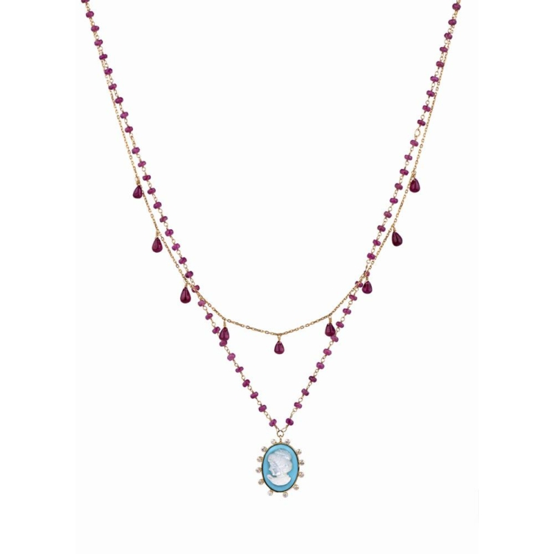 Two Layered Garnet and Ruby beaded necklace