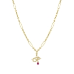 Eye of Horus with Ruby Drop Chain Necklace