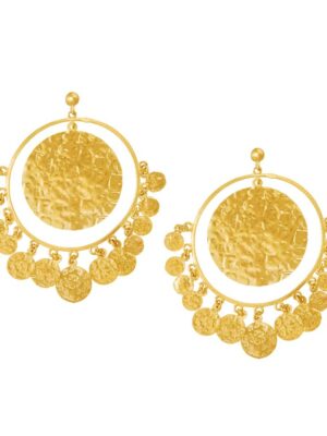 Hand hammered gold coin chandelier earrings