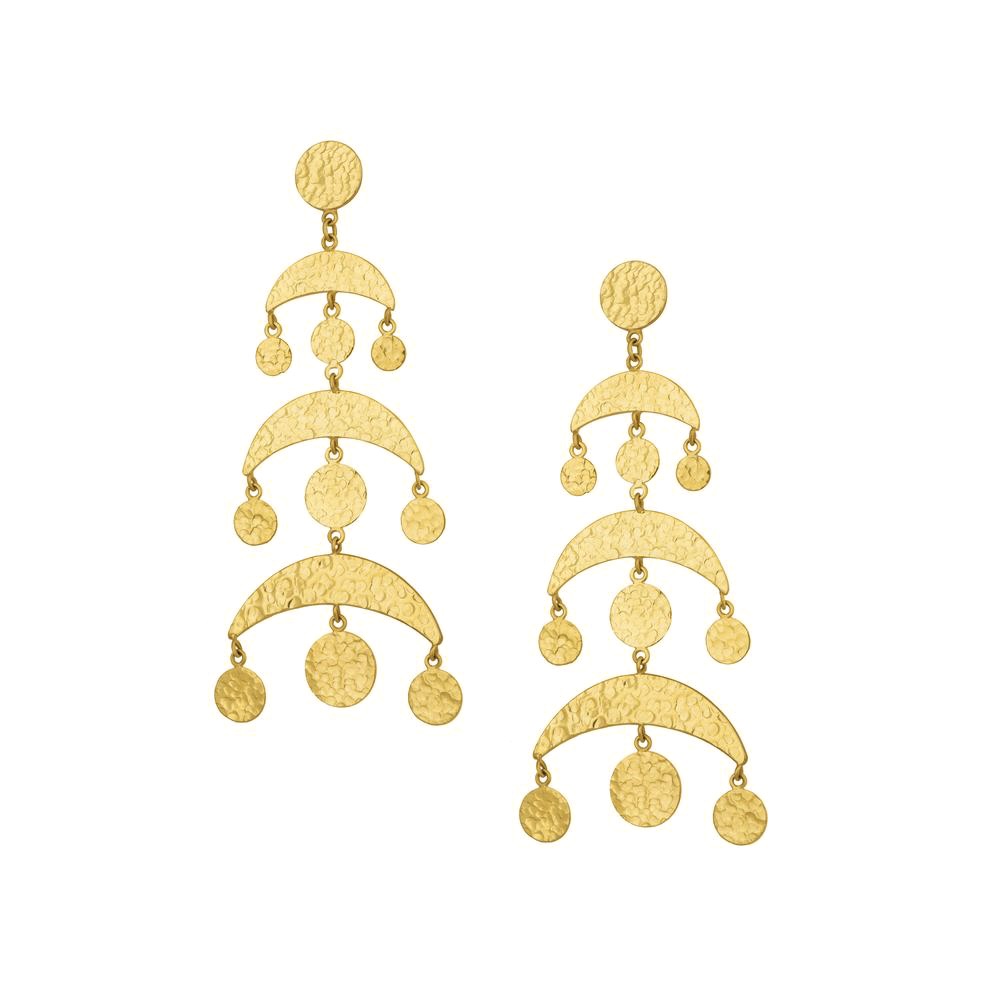 Hand hammered 18k gold chandelier earrings