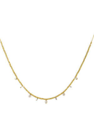 Gold beaded with diamond cuts necklace