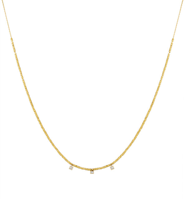 Gold beaded with diamond necklace