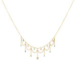 Dainty diamonds & Emerald Tassel Necklace
