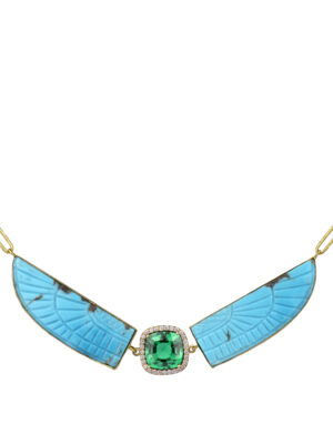 Pharaonic Turquoise carving with Emerald chain
