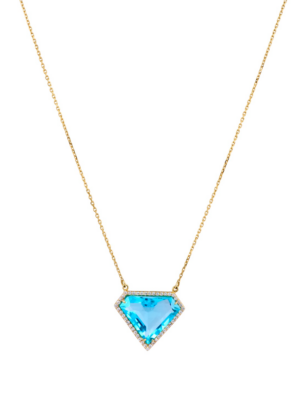 Diamond Shaped Blue Topaz Necklace