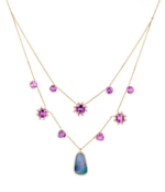 Pink Topaz and Opal Layered Necklace