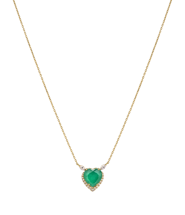 Emerald Heart-Cut Marquise Diamond Necklace